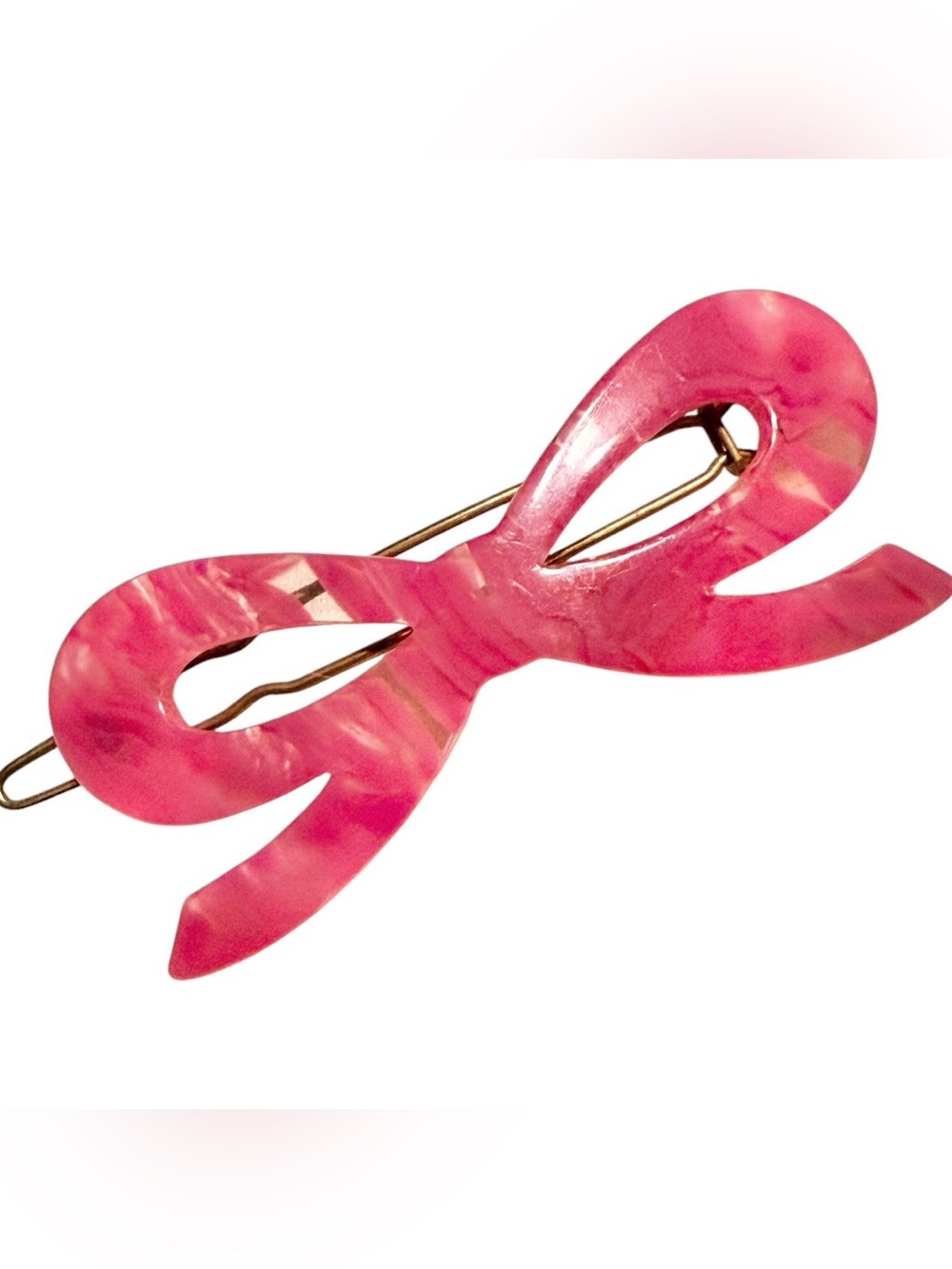Vintage‎ Pink French Bow Barrette Hair Clip, Made in Paris, Deadstock, 2” Long